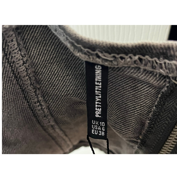 Pretty Little Thing Washed Gray Dip Hem Bust Cup Denim Corset 6 - Picture 9 of 10